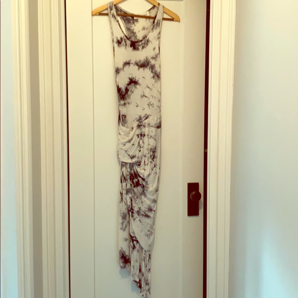 Long black and white tie dye maxi dress